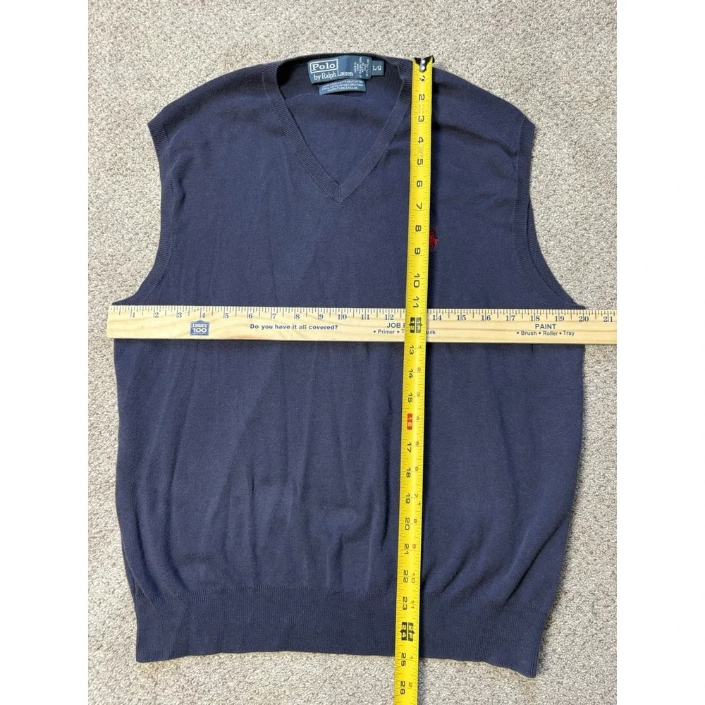 Polo‎ Ralph Lauren Men's Large Pima Cotton Sweater Vest Navy Blue Golf